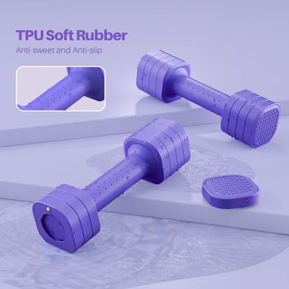 Zempox Adjustable Dumbbell Set, 4 in 1 Free Weight Dumbbell Set for Women, Hand Weight for Women at Home, Each 2lb 3lb 4lb 5lb with TPU Soft Rubber Handle for Home Gym Aquatic Fitness Equipment,Purple - color: Purple
