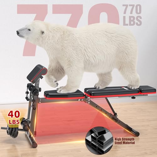 XDDIAS Adjustable Weight Bench, Workout Bench with Leg Extension and Preacher Curl Pad, Weight Bench for Home Gym, Foldable Exercise Bench, Quick Adjustment Incline Bench Press - color: Black A