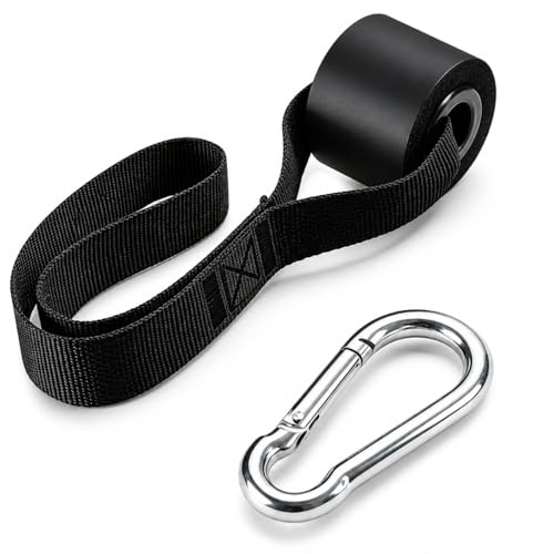 Door Anchor for Resistance Bands, Heavy-Duty Triple Stitching, Neoprene Padding, 2.2" Ball Head with Carabiner, Home Workout and Physical Therapy - color: black