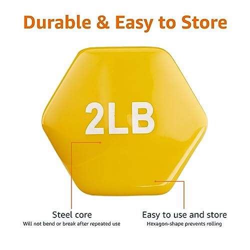 Amazon Basics Vinyl Coated Dumbbell Hand Weights - style: 2 Pounds, Pair