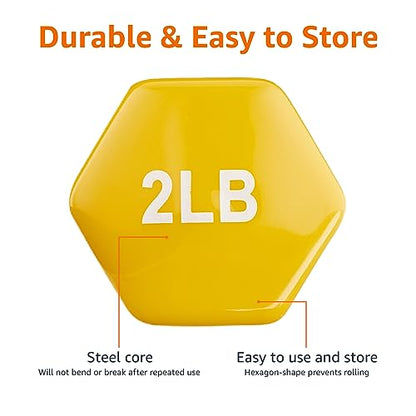 Amazon Basics Vinyl Coated Dumbbell Hand Weights - style: 2 Pounds, Pair