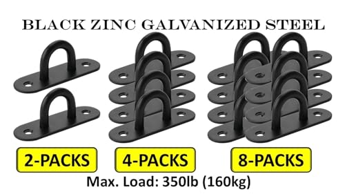 Heavy Duty Black Zinc Galvanized Steel Hammock Ceiling Hook Pad Eye Plates Corrosion Resistant (2 Pack M6 Zinc Black) - color: 2-PACK M6 ZINC BLACK