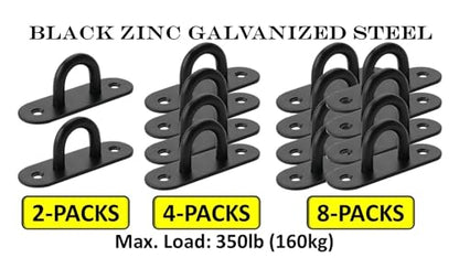 Heavy Duty Black Zinc Galvanized Steel Hammock Ceiling Hook Pad Eye Plates Corrosion Resistant (2 Pack M6 Zinc Black) - color: 2-PACK M6 ZINC BLACK