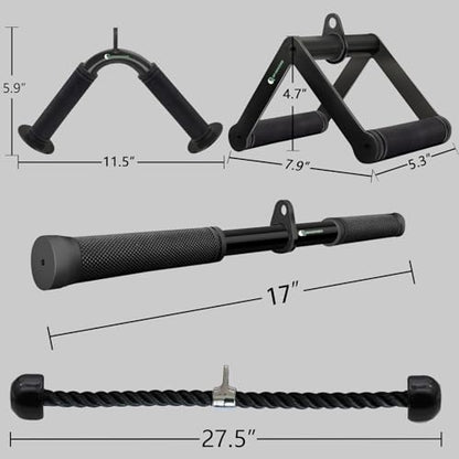 Cable Machine Attachment Set LAT Pulldown Attachments Weight Machine Accessories for Home Gym - color: black-4.0