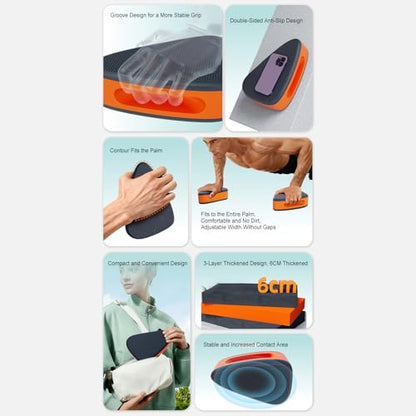 Push Up Bars Handles - Non Slip Push Up Handles, Foam Grip Support Pads, Elevated Push-Up Stand Bars | Upper Body Strength Training for Home Gym Floor Exercise Equipment Indoor Sports Women Men