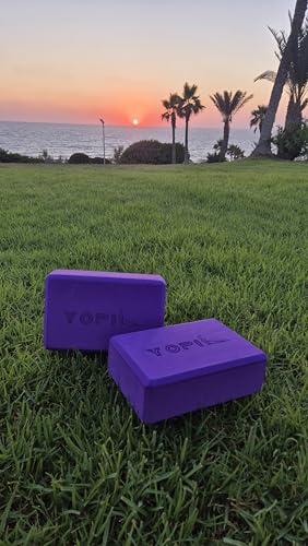 Yoga Blocks 2 Pack, Purple Foam Yoga Blocks for Women, 3 x 6 x 9 Inch Supportive EVA Blocks for Yoga, Pilates, Stretching & Meditation, Non-Slip Lightweight Blocks for Balance, Stability & Flexibility