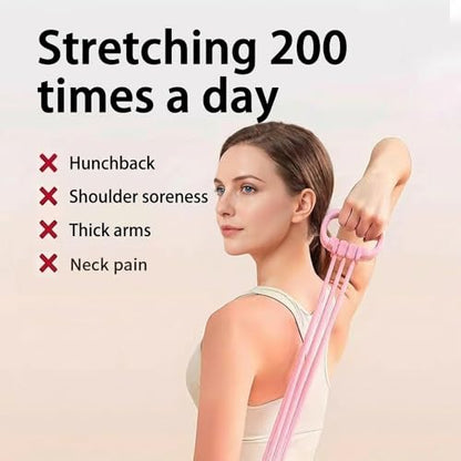 Adjustable Puller 6 Tubes, Elastic Pull Rope Fitness for Adult Female Male, Yoga Puller - color: Pink