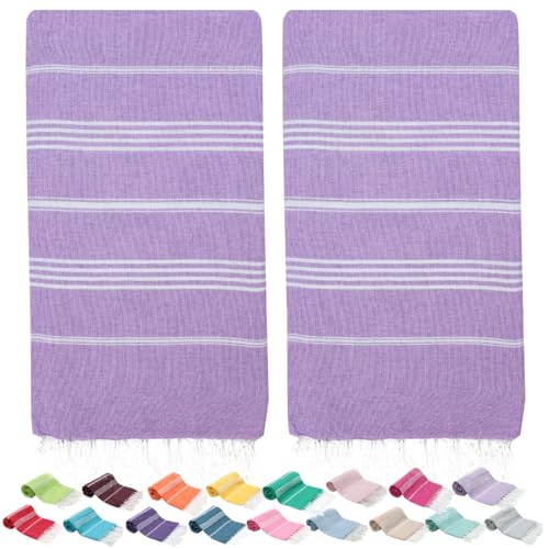 PARK&OZ Turkish Beach Towels 2 Pack – Oversized 100% Cotton Quick Dry Absorbent Sand-Free Blanket 72x40, ExtraLarge Lightweight Pool Towels for Adults Women Men, Sand Resistant, Perfect Travel (Lilac) - color: Lilac