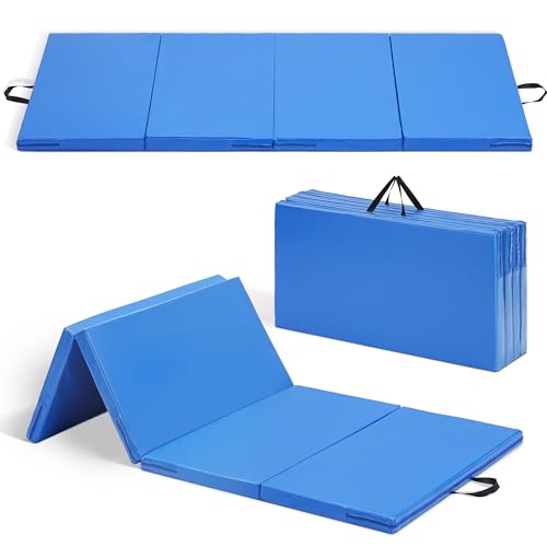 ZENOVA Gymnastics Mat 6'x3'x2''/4'x8'x2'' Exercise Mat Gym Mat for Home Aerobics Workout Foldable Tumbling Mat Children Gifts - color: 3FT x 6FT --Blue