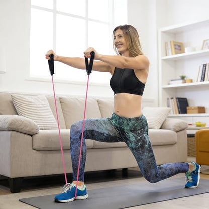 RitFit Single Resistance Exercise Band with Comfortable Handles - Ideal for Physical Therapy, Strength Training, Muscle Toning - Foam Padding Door Anchor and Starter Guide Included - size: 25-30lbs