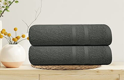 Looperry 6 Pack Small Bath Towel Set - 100% Cotton 23x46 Shower Towels in 450 GSM. Lightweight & Absorbent Quick Dry Gym Towel for Showering, Pet Drying, Spas & Salons (Charcoal Grey)
