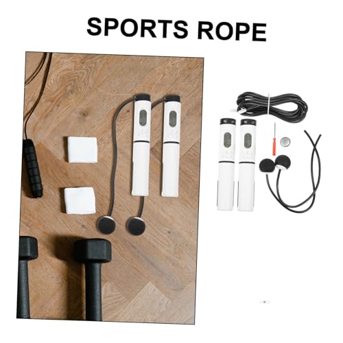 COHEALI Smart Weighted Cordless Jump Rope with Digital Counter, Indoor Adjustable Skipping Rope for Workout Fitness Training, 1 Handle with Steel Wire and Ball, Black and White