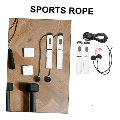 COHEALI Smart Weighted Cordless Jump Rope with Digital Counter, Indoor Adjustable Skipping Rope for Workout Fitness Training, 1 Handle with Steel Wire and Ball, Black and White