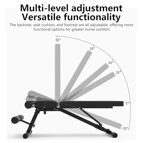 Adjustable Weight Bench, Foldable Workout Exercise Bench with Automatic Lock for Upright Incline Decline and Flat Full Body Exercise, Black