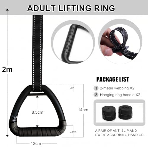 Gymnastic Rings, Gymnastic Rings Equipment, Pull-up Gymnastic Rings, Home Gymnastic Rings no-Punch bar Lanyard for Training Workouts - color: Black