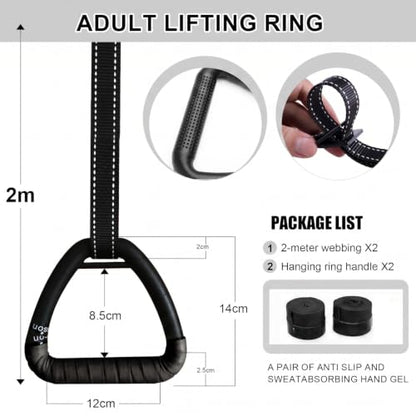 Gymnastic Rings, Gymnastic Rings Equipment, Pull-up Gymnastic Rings, Home Gymnastic Rings no-Punch bar Lanyard for Training Workouts - color: Black