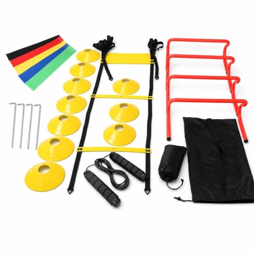 Agility Training Equipment Set, Football Speed Training Kit, Soccer Cones & Agility Hurdles,