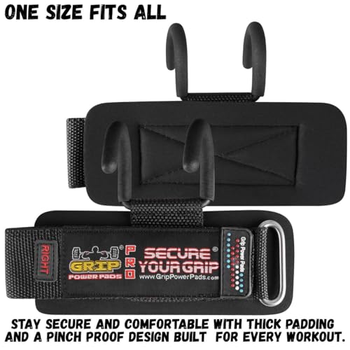 Weight Lifting Rod Hooks Heavy Duty Wrist Wraps Power Weight Lifting Training Gym Grips Straps Set of 2 - color: BLACK, size: MEN-Wrist Size Large