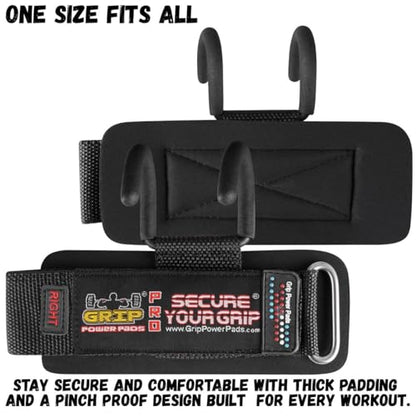 Weight Lifting Rod Hooks Heavy Duty Wrist Wraps Power Weight Lifting Training Gym Grips Straps Set of 2 - color: BLACK, size: MEN-Wrist Size Large