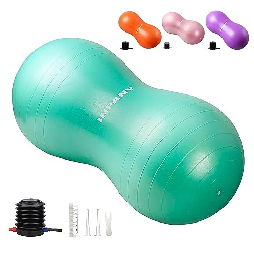 INPANY Peanut Ball - Anti Burst Exercise Ball for Labor Birthing, Physical Therapy for Kids, Core Strength, Flexible Seating, Home & Gym Fintness, Sensory Chair Wiggle Seat for Boys and Girls - color: Green