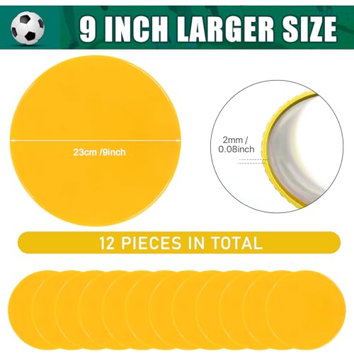 Spot Markers 4inch 9inch Rubber Agility Dots Flat Cones Non Slip Sports Dots Floor Spots Agility Markers for Kids Soccer Football Basketball Speed Agility Training - style: 12pcs Yellow 9inch