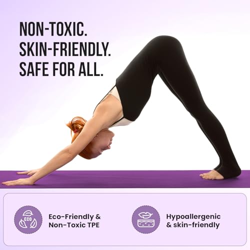 Live Well TPE Yoga Mat Women – Non-Slip Exercise Mat with Strap, Extra Thick 6mm Pink Yoga Mat for Home Workout and Outdoor Use