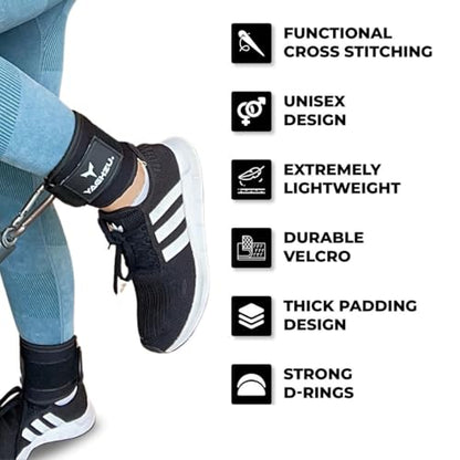 Ankle Straps for Cable Machines Women, Glute Kickback Cable Machine Attachments, Gym Ankle Cuffs, Wrist Cuffs for Workout, Leg Training Accessory, Fitness Gear for Home or Gym
