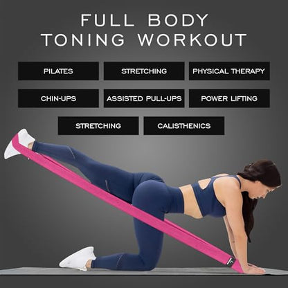 Premium 76" Extra Long Resistance Band for Working Out, 3" Wide Non-Slip Fabric Exercise Band for Stretching, Yoga, Strength Training & Physical Therapy
