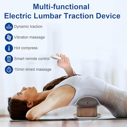 Electric Lumbar Traction Device, Back Stretcher for Lower Back, 3 Heating Levels and Vibration Lumbar Traction Massager