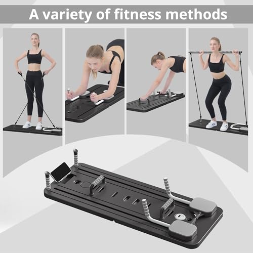 Pilates Board - Pilates Reformer Set, Multi-Purpose Foldable Pilates Reformer Board for Home, 5 in 1 Pilates Sliding Board - color: Black Set