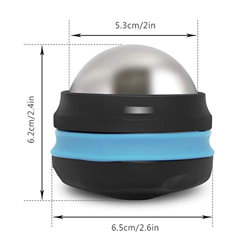 Cold Massage Roller Ball, Stainless Steel Cold Therapy Relief, Free Rolling Removable Gel Ball Deep Tissue Massage Pain Relief, Great Tool for Back/Neck Pain, Muscles Recovery (Black) - color: Blue Black