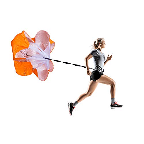 Running Resistance Parachute Durable 56" Orange Speed Sprint Training Chute - Free Carrying Bag - Maximize & Explosive Acceleration Soccer Football Agility Ladder Speed