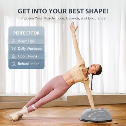 ZELUS 23in. Balance Ball with 55cm Yoga Ball, Resist Bands & Foot Pump - color: Grey