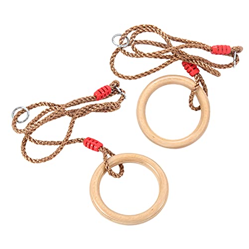 2pcs Wooden Gymnastics Rings with Adjustable Ropes Fitness Training Rings for Children Adults Indoor Equipment Outdoor Indoor