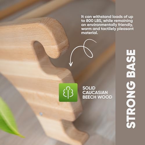 Swedish Ladder Wall Stall Bars for Kids and Adults, made of Solid Beech Wood, Withstands Loads up to 880 lbs, with Removable Pull-Up Bar, Dip Bar, Gymnastics and Exercise Indore Gym