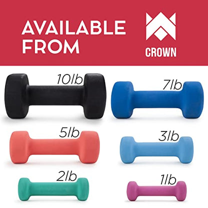 Crown Sporting Goods Set of 2 Body Sculpting Hand Weights - Soft Neoprene Coated Dumbbell Set - Supplies for Exercise, Workout, Weight Loss, Body Building - for Men, Women, Seniors, Teens, and Youth
