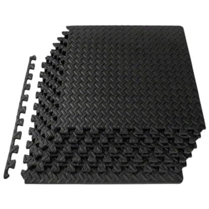 Boolavard Puzzle Exercise Mat ½ in, EVA Interlocking Foam Floor Tiles for Home Gym, Mat for Home Workout Equipment, Floor Padding for Kids (Black - 1/2 Inch - 12 Sq Ft - 12 Tiles)