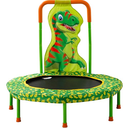 3FT Toddler Trampoline for Kids, 36" Mini Trampoline with No-Gap Design and Handle bar, Indoor Outdoor Fitness Workout Fun for Kids Small Baby, Ideal for Toddlers 1-6 Years - color: Green