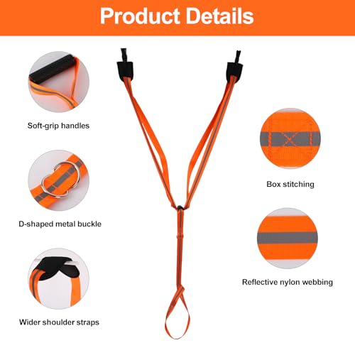 Deer Drag Harness, Deer Drag Rope with Reflective Strip Heavy Duty Hunting Sled Essentials Gear Accessories Double Shoulder Harness for Men Hunting ﻿