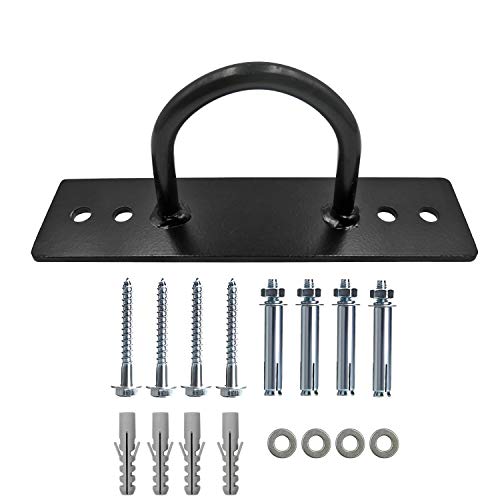Battle Ropes Anchor, Battle Rope Wall Ceiling Mount Kit Bracket Hook for Suspension Straps Crossfit Gymnastic Rings, Body Weight Strength Training Systems, Yoga Swings Hammocks, Boxing Equipment - color: 1 Black