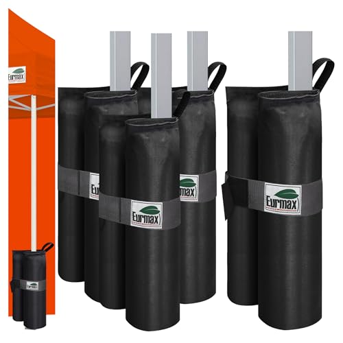 Eurmax USA 4-Pack 150LBS Capacity Universal Canopy Weight Bags,Heavy Duty Windproof Sandbags with All-Around Wrap Design,Ultimate Stability for Pop Up Tent,Shelter in High Winds(Sand Not Included) - color: 4pcs black
