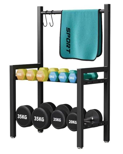 Two Tier Dumbbell Rack 20 IN Length Adjustable small Weight Rack Stand Holder For Home Gym Dumbbells Kettlebells (Rack Only)