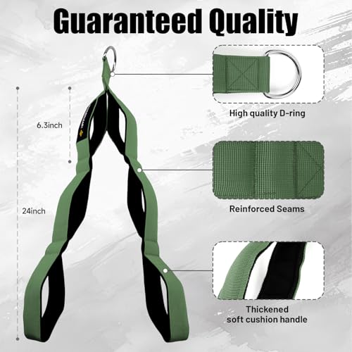 MANUEKLEAR 3 Grip Lengths in 1 Tricep Rope Cable Attachment with Ergonomic Handles, Greater ROM for Tricep Push Down Attachment Professional Gym Rope for Overhead Extension - color: Green