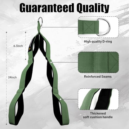 MANUEKLEAR 3 Grip Lengths in 1 Tricep Rope Cable Attachment with Ergonomic Handles, Greater ROM for Tricep Push Down Attachment Professional Gym Rope for Overhead Extension - color: Green