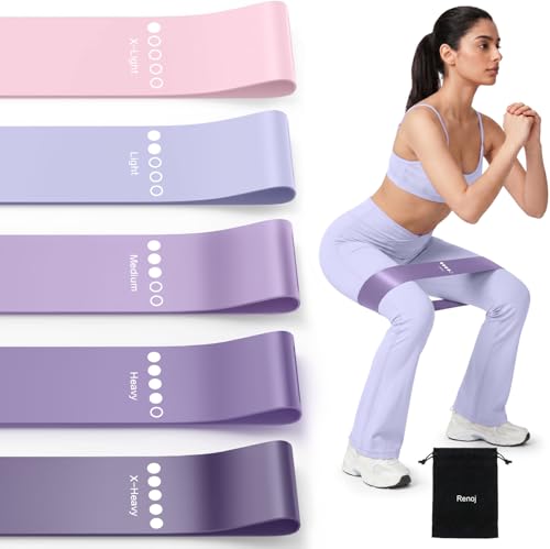 Resistance Bands for Working Out, 5-Pack Elastic Loop Exercise Bands for Strength Training Stretching, Home Gym Equipment for Pilates Yoga Physical Therapy, Leg Glute Arm Workout Kit for Women Men - color: Purple