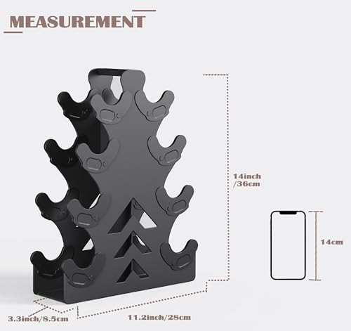 Dumbbell Rack, Stand Only, No Install Needed Small Weight Rack with Dumbbell Protector Edge,Suitable for Rubber-Coated Dumbbells
