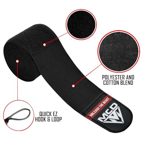 MCD Boxing Wraps for Men & Women 4.5m/180” Boxing Hand Wraps for Bᴏxing Gloves with Thumb Loop Muay Thai Hand Wrаps Semi-Elastic Wrist Wrаps Bᴏxing Wrap for MMA, Muay Thai & Martial Arts Training - color: Black