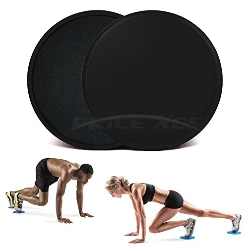 2 x Dual Sliding Discs Exercise Sliders Core Sliders Fitness Ultimate Trainer Gym Home Abdominal & Total Full Body Workout Equipment on ALL surfaces Slide Exercises (Black, Circle) - color: Black, size: Circle