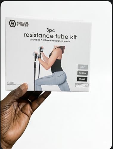 Series-8 Fitness™ 3pc Resistance Tube Kit, Light, Medium & Heavy, 7 Resistance Levels