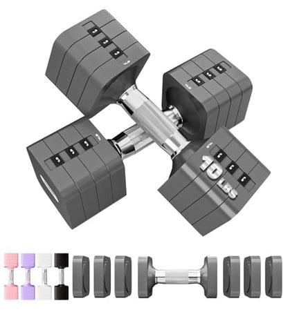 Adjustable Dumbbell Set for Women Men 7.5LB/10LB/15LB/20LB/25LB Each - color: Grey, style: 10LB Each [20 LBS Total]